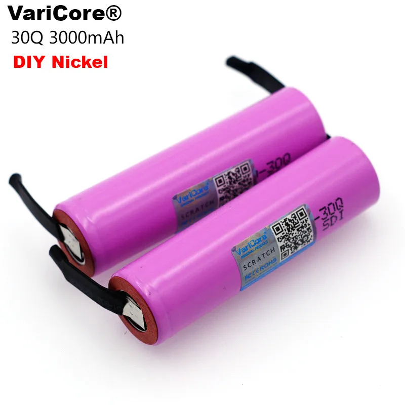 Фото Литиевая аккумуляторная батарея VariCore ICR18650 30Q 18650 3000 мАч 2 шт. + - купить