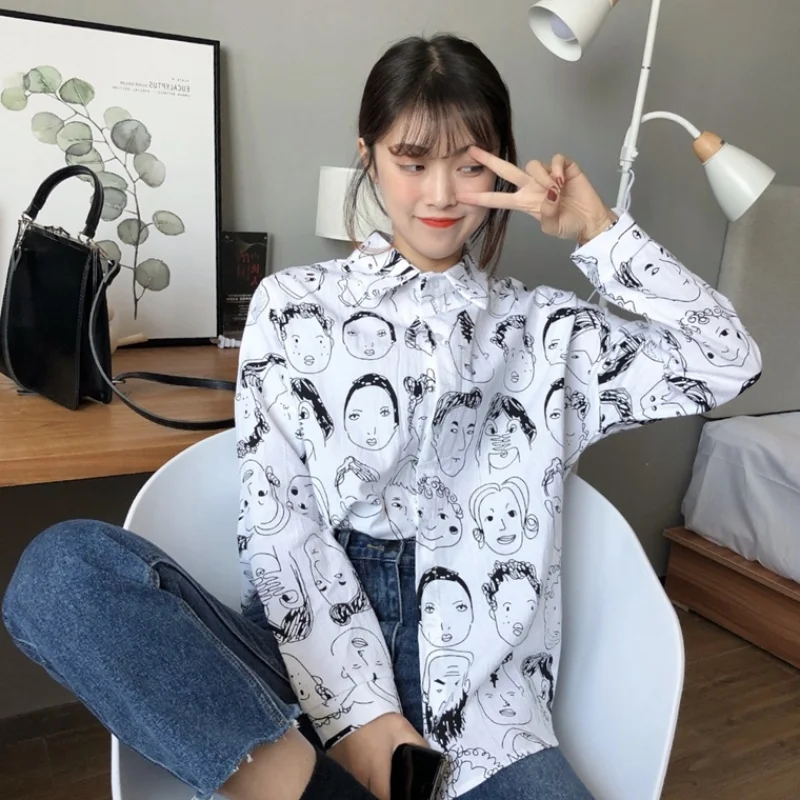 Korean Street Fashion Women Shirts Japanese Harajuku Vintage Cartoon Print Leisure Blouses Funny Graphic Loose Tops wq1196
Korean Street Fashion Women Shirts Japanese Harajuku Vintage Cartoon Print Leisure Blouses Funny Graphic Loose Tops wq1196