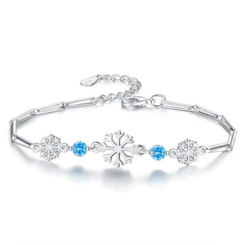 KOFSAC New Fashion 925 Sterling Silver Bracelets For Women Jewelry Charming Blue Zircon Snowflake Bangles Christmas Accessories
KOFSAC New Fashion 925 Sterling Silver Bracelets For Women Jewelry Charming Blue Zircon Snowflake Bangles Christmas Accessories