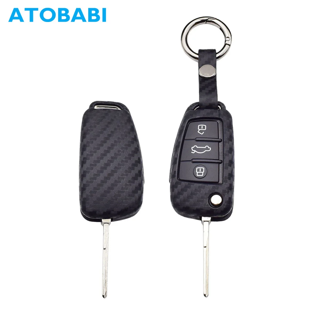 Фото Чехол для автомобильных ключей ATOBABI брелок из углеродного волокна с узором Audi S Line