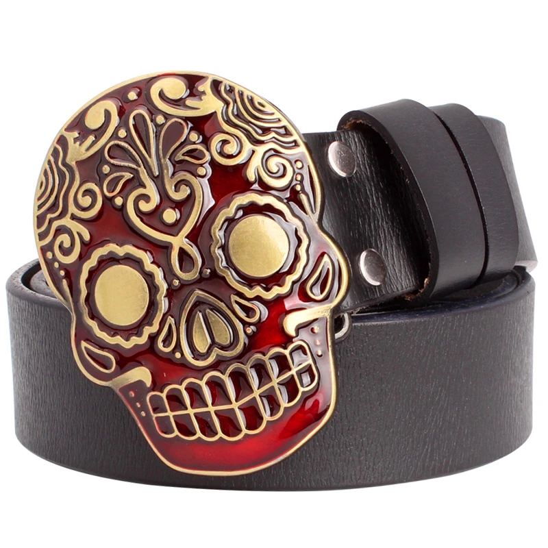 Fashion male belt Colorful skull buckle golden skull Belt men cowskin leather big brand style punk rock hip hop belt
Fashion male belt Colorful skull buckle golden skull Belt men cowskin leather big brand style punk rock hip hop belt