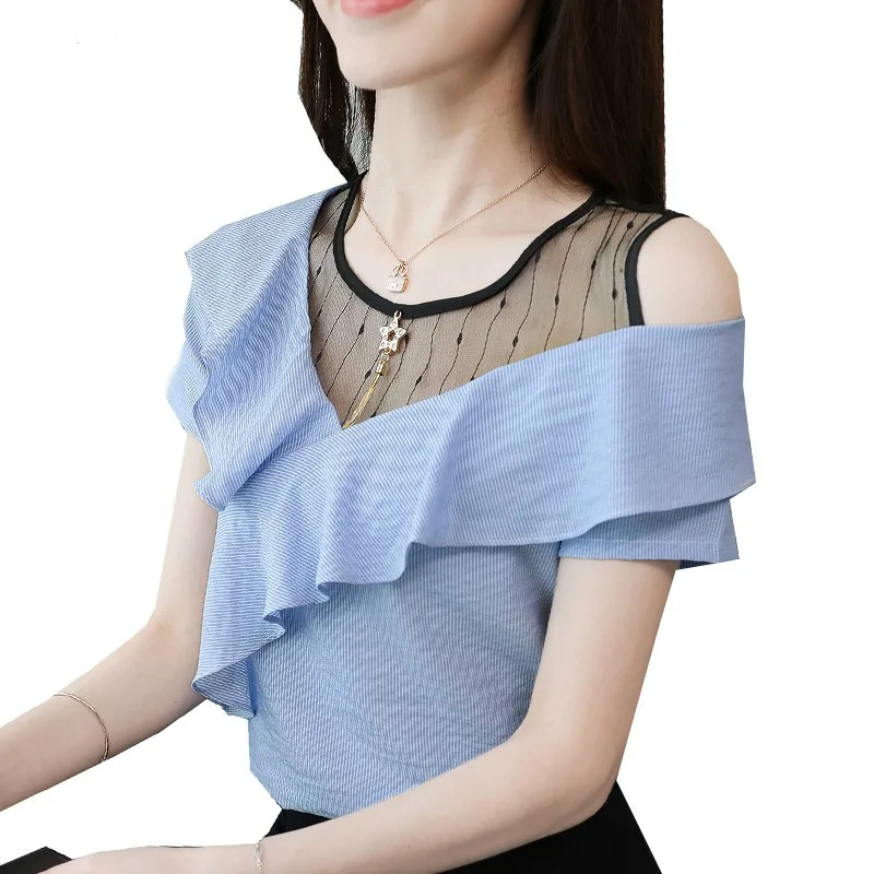 Летние шифоновые блузки Для женщин короткий рукав оборками рубашки Striped Cold Shoulder сетки Лоскутная Топы Для женщин блузка
Летние шифоновые блузки Для женщин короткий рукав оборками рубашки Striped Cold Shoulder сетки Лоскутная Топы Для женщин блузка
