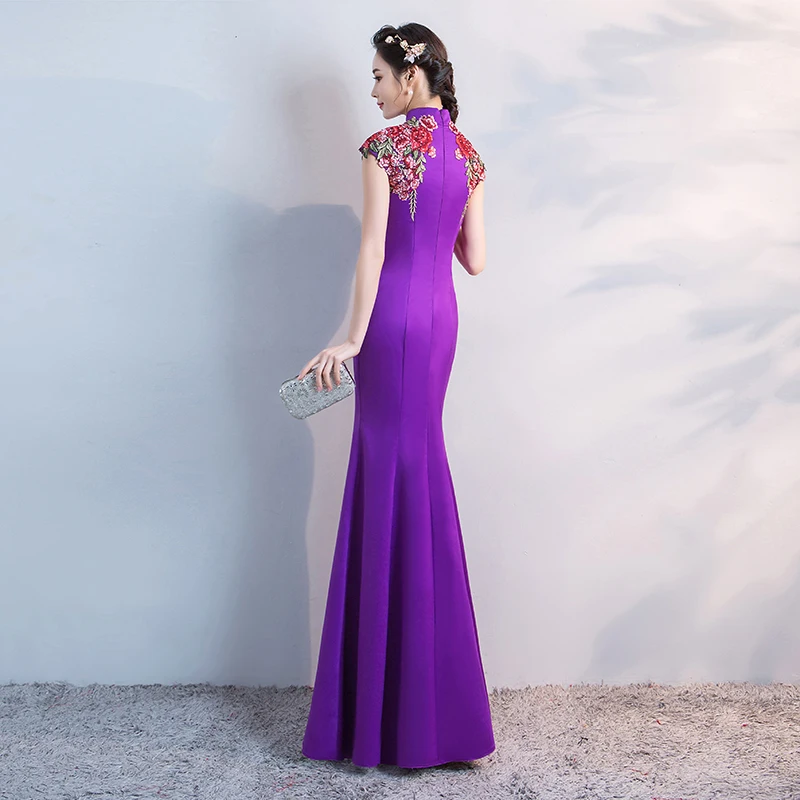Chinese Style Wedding Long Cheongsam Retro Sexy Slim Party Evening Dress Marriage Gown Qipao Fashion Lady Clothes Vestido Purple
Chinese Style Wedding Long Cheongsam Retro Sexy Slim Party Evening Dress Marriage Gown Qipao Fashion Lady Clothes Vestido Purple