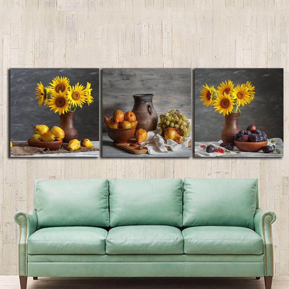 3pcs Still life Sunflowers paintings for the kitchen fruit wall decor modern canvas art wall pictures for living room no frame
3pcs Still life Sunflowers paintings for the kitchen fruit wall decor modern canvas art wall pictures for living room no frame