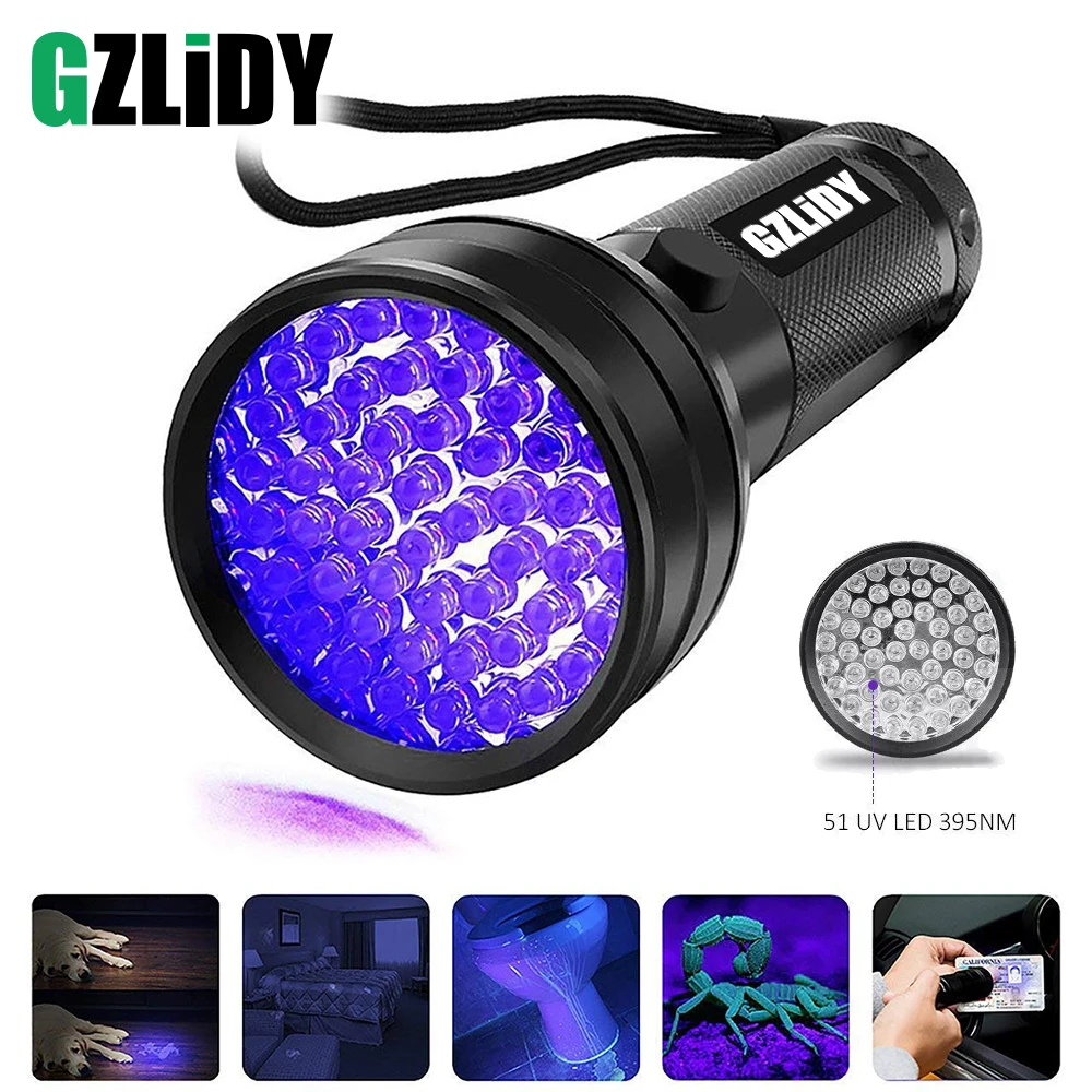 Uv Led Flashlight 51 Leds 395nm Ultra Violet Torch Light Lamp Blacklight Detector for Dog Urine Pet Stains and Bed Bug
Uv Led Flashlight 51 Leds 395nm Ultra Violet Torch Light Lamp Blacklight Detector for Dog Urine Pet Stains and Bed Bug