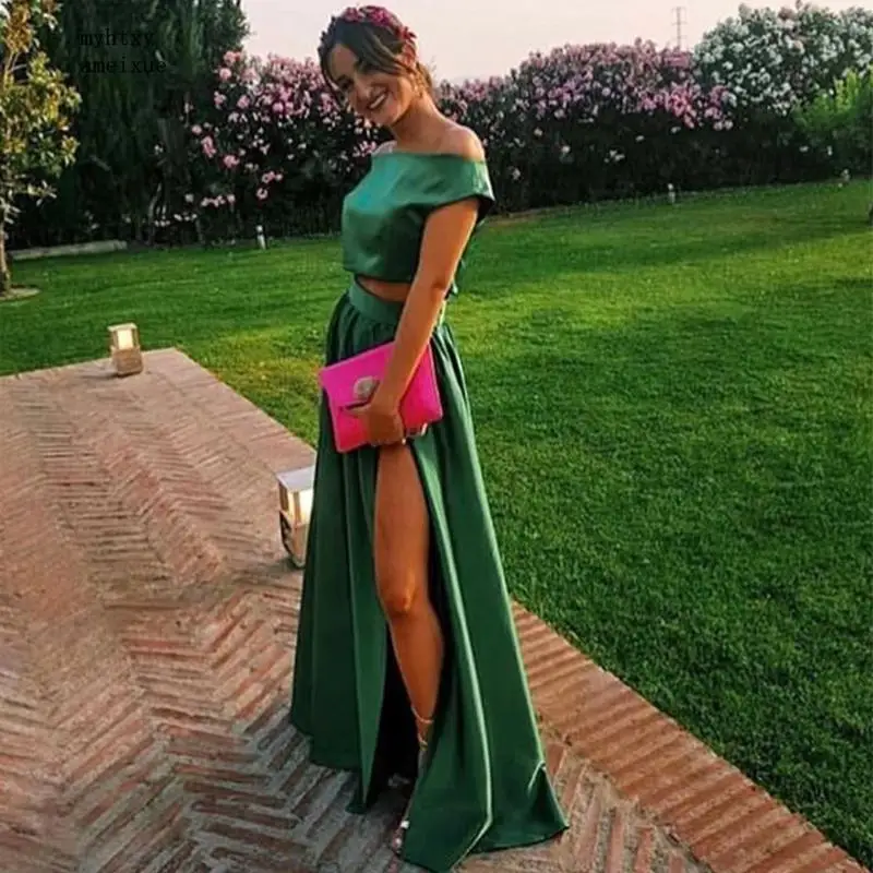 One Shoulder Forest Green Two Pieces Evening Dresses Sexy Front Split Satin Floor Length Vestido De Noche Evening Party Gowns
One Shoulder Forest Green Two Pieces Evening Dresses Sexy Front Split Satin Floor Length Vestido De Noche Evening Party Gowns