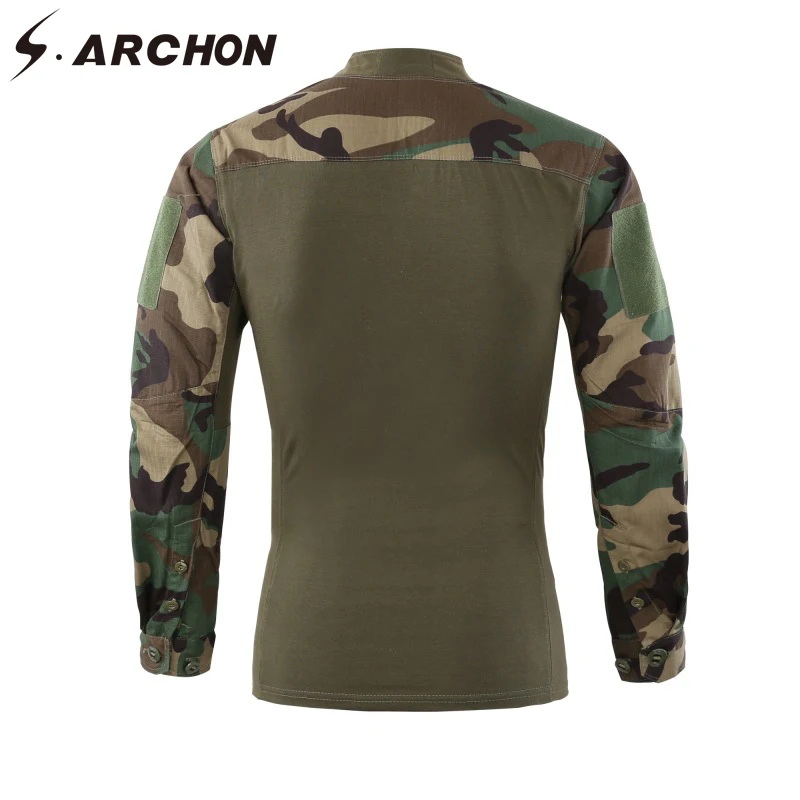 Мужская тактическая футболка S.ARCHON камуфляжная рубашка в стиле милитари с