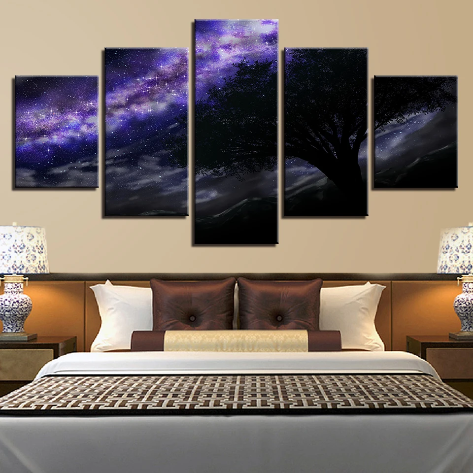 Canvas Paintings Wall Art Living Room Frame 5 Pieces Purple Milky Way Pictures Printed Starry Sky Tree Poster Modular Home Decor
Canvas Paintings Wall Art Living Room Frame 5 Pieces Purple Milky Way Pictures Printed Starry Sky Tree Poster Modular Home Decor