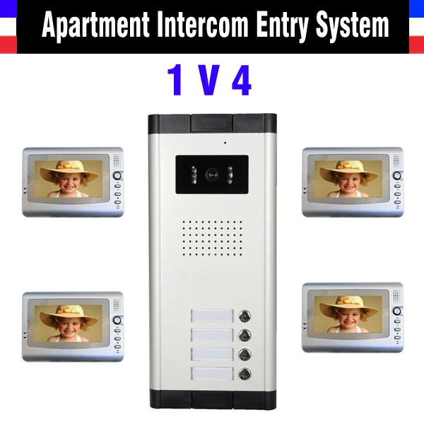 Apartment Intercom System 7 Inch Mointor 4 Unit apartment video door phone intercom system Video Intercom doorbell doorphone Kit
Apartment Intercom System 7 Inch Mointor 4 Unit apartment video door phone intercom system Video Intercom doorbell doorphone Kit