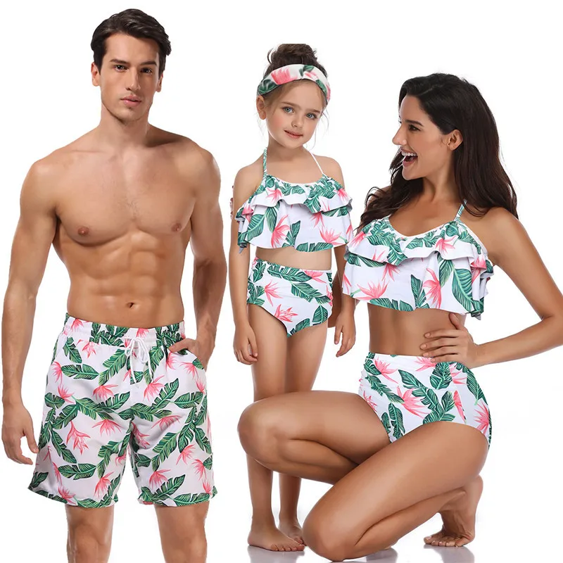 Семейные комплекты купальники летняя пляжная одежда de bain fille одинаковые ropa familia a