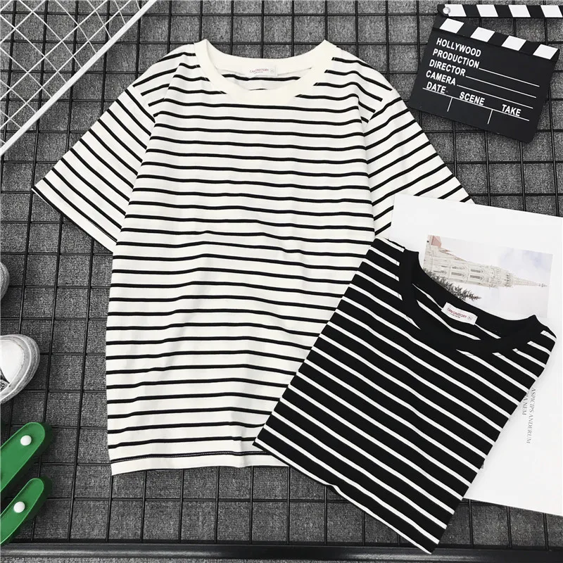 Nice Fashion Brand Vogue White Black Striped T Shirt Women Short Sleeve Tee Shirt Female Students T-shirt Cotton Blend Unisex
Nice Fashion Brand Vogue White Black Striped T Shirt Women Short Sleeve Tee Shirt Female Students T-shirt Cotton Blend Unisex