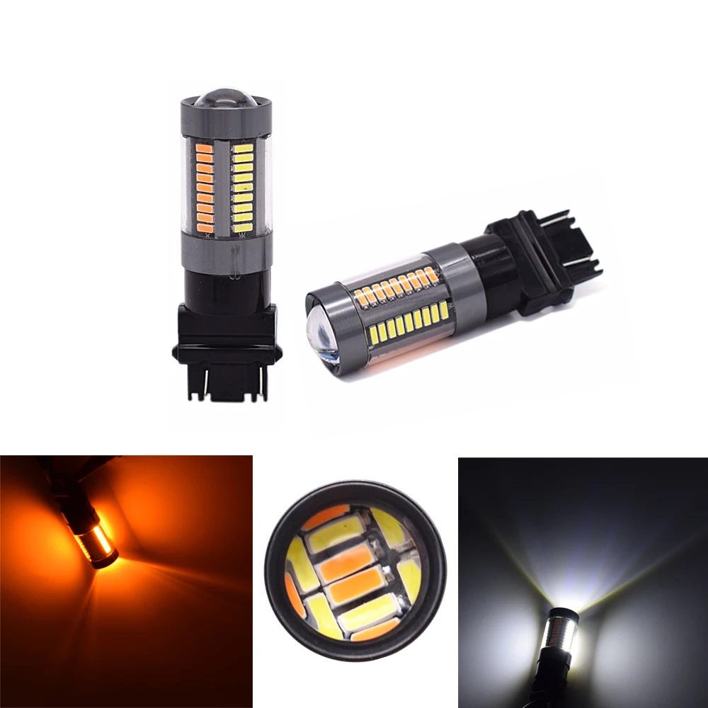 YSY 4Pcs T25 3157 4014 66 SMD Led Car White/Amber Switchback Dual-Color Turn Signal Lights Parking Brake Lights Running Lights
YSY 4Pcs T25 3157 4014 66 SMD Led Car White/Amber Switchback Dual-Color Turn Signal Lights Parking Brake Lights Running Lights