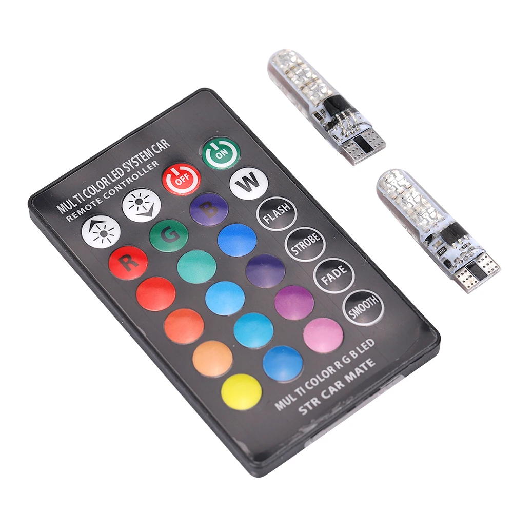 2pcs T10 W5W LED 6smd 5050 LED Bulbs t10 RGB With Remote Control 194 168 501 Strobe Led Lamp Reading Lights White Red Amber 12V
2pcs T10 W5W LED 6smd 5050 LED Bulbs t10 RGB With Remote Control 194 168 501 Strobe Led Lamp Reading Lights White Red Amber 12V