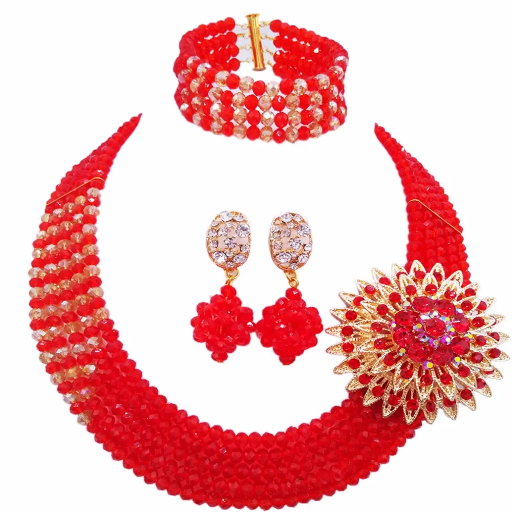 Red and Gold AB Costume Necklace African Jewelry Set Crystal Beaded Nigerian Wedding Bridal Set
Red and Gold AB Costume Necklace African Jewelry Set Crystal Beaded Nigerian Wedding Bridal Set