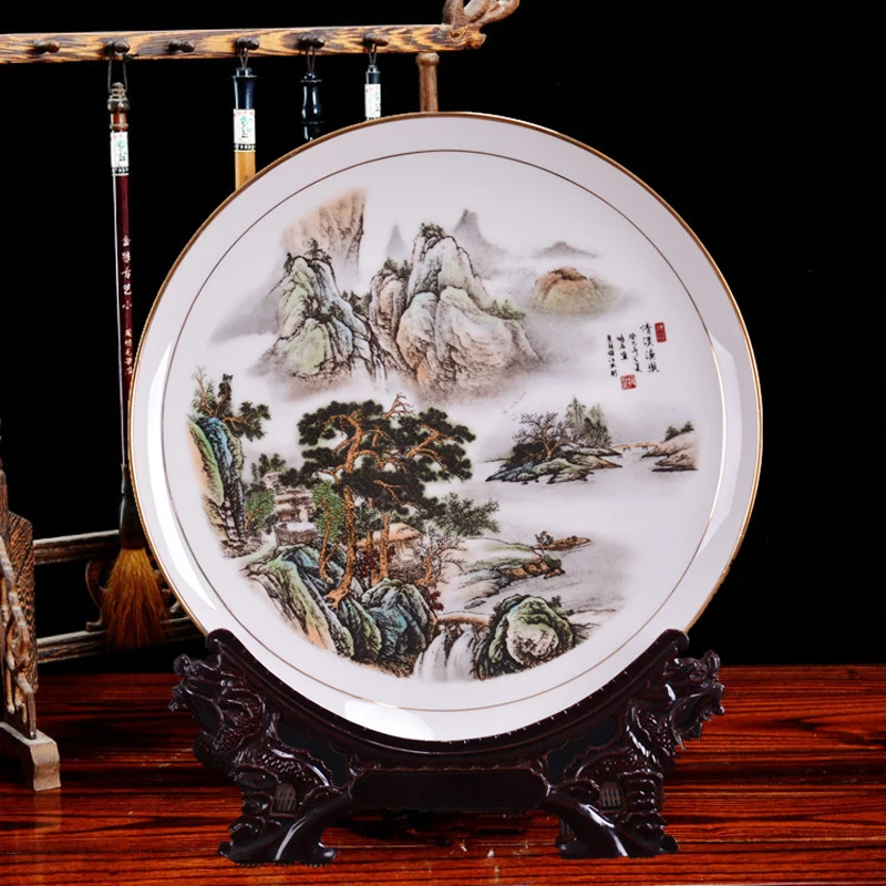 25 cm Fine Bone China Plate High Quality Ceramic Ornamental Plate Chinese Style Decoration Plate Wood Base Porcelain Plate Set
25 cm Fine Bone China Plate High Quality Ceramic Ornamental Plate Chinese Style Decoration Plate Wood Base Porcelain Plate Set