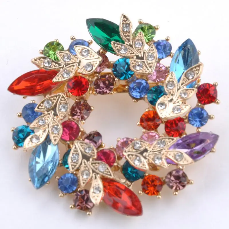 Новые arrivial 1 шт. Красочные Кристалл Rhinestone Золотая китайский Redbud цветок Брошь Pin