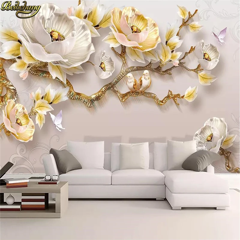

beibehang Custom Luxury European Embossed peony wallpapers for living room bedroom TV background 3D mural wall paper home decor