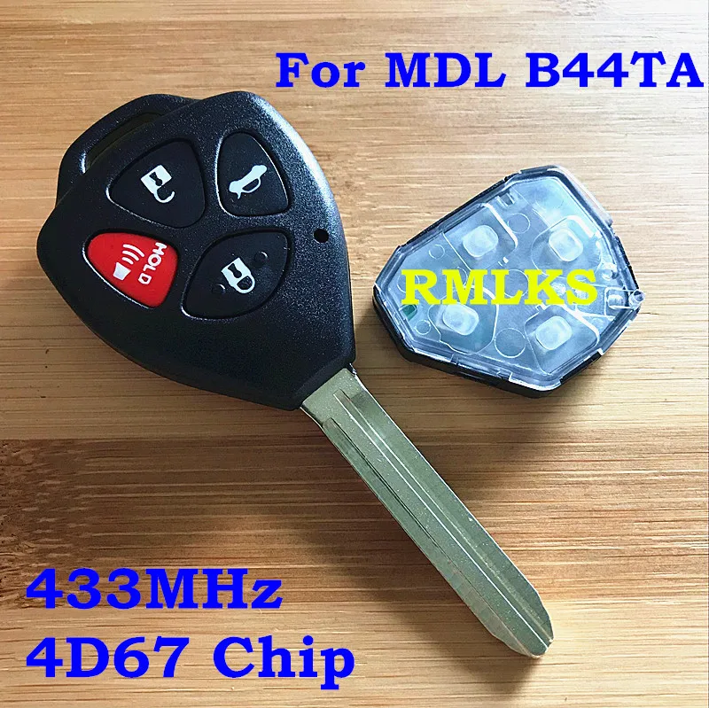 4 Buttons Remote Key fob 433Mhz With 4D67 Chip For Toyota RAV4 Hilux MDLB44TA Car Key TOY43 Blade
4 Buttons Remote Key fob 433Mhz With 4D67 Chip For Toyota RAV4 Hilux MDLB44TA Car Key TOY43 Blade