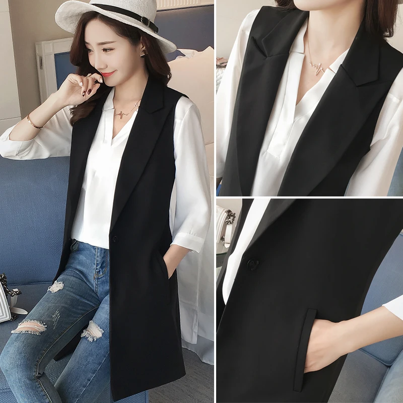 Fashion notched collar thin vests women black color slim single button waistcoat new 2019 spring autumn plus size S - 5XL
Fashion notched collar thin vests women black color slim single button waistcoat new 2019 spring autumn plus size S - 5XL