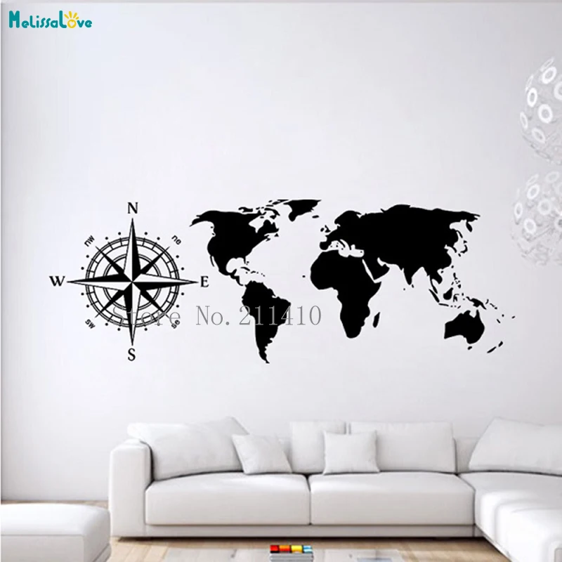 Creative World Map Compass Wall Sticker Vinyl Home Deocration For Living Room Bedroom Self-adhesive Decals Art Murals YT535
Creative World Map Compass Wall Sticker Vinyl Home Deocration For Living Room Bedroom Self-adhesive Decals Art Murals YT535