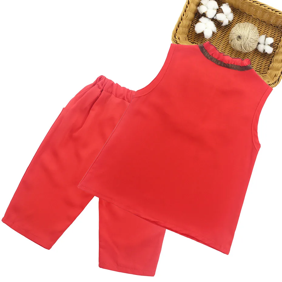 Детский комплект одежды для девочек однотонный жилет + шорты летняя одежда из 2