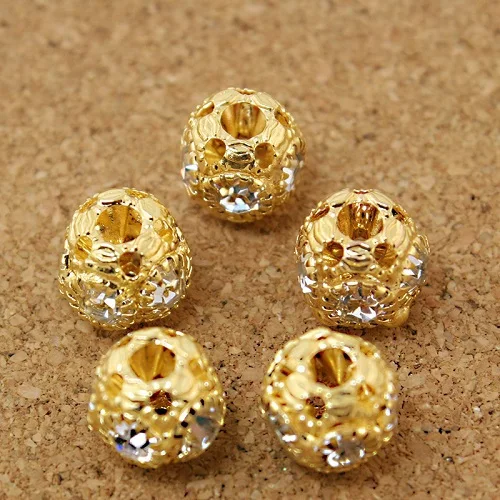 100pcs/lot 8x9mm Round Shape Gold Rhinestone Spacer DIY Beads For Fashion Bracelet Making
100pcs/lot 8x9mm Round Shape Gold Rhinestone Spacer DIY Beads For Fashion Bracelet Making