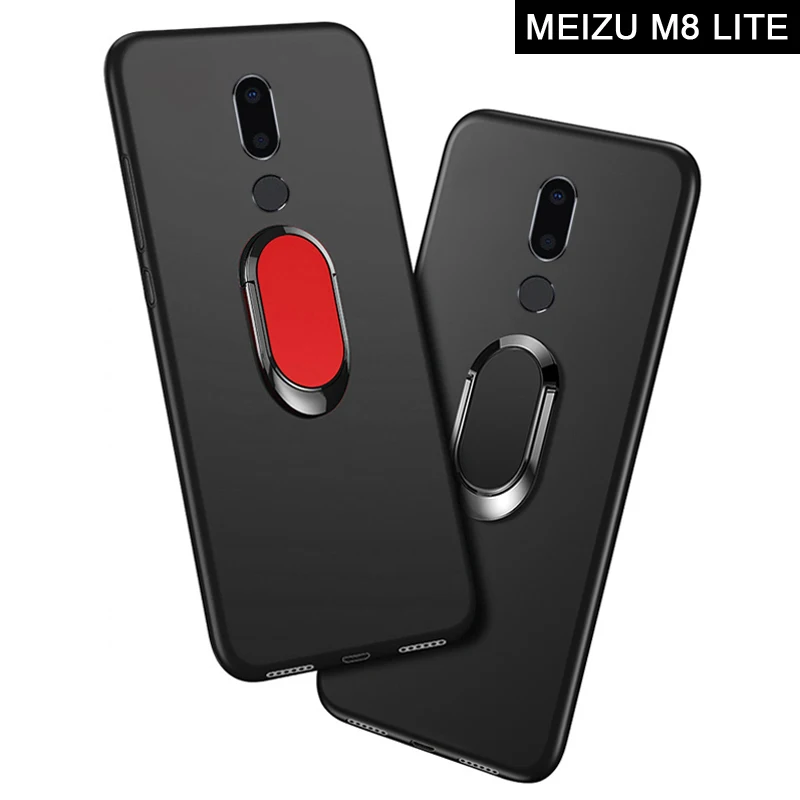 Чехол для Meizu M8 Lite роскошный мягкий черный чехол 5 7 дюйма с металлическим кольцом