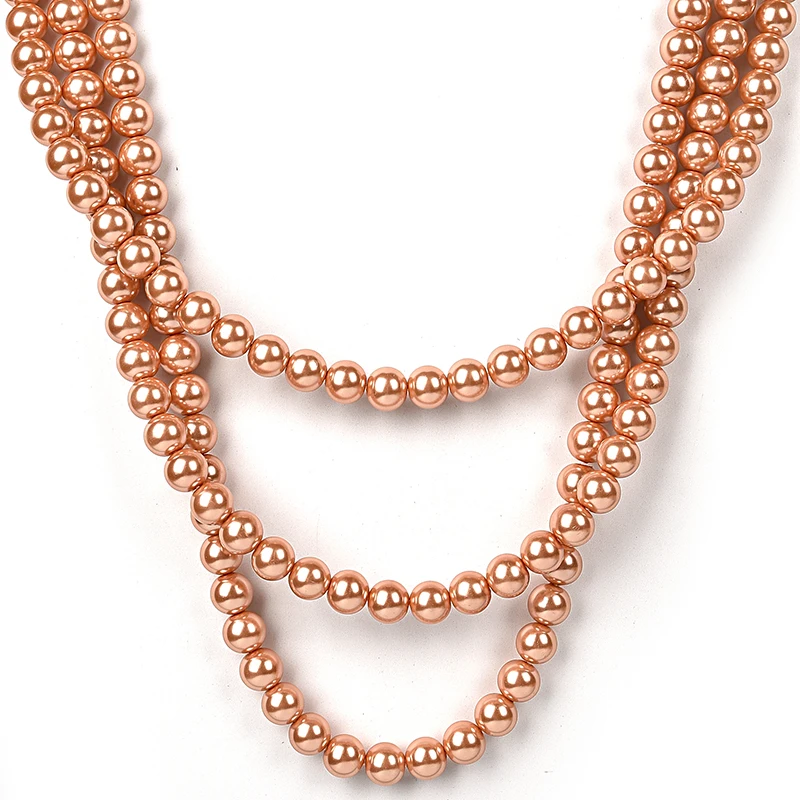 3 rows Orange multi-tiered and micrometer beaded Synthesis pearl gem necklace, lovely and naughty
3 rows Orange multi-tiered and micrometer beaded Synthesis pearl gem necklace, lovely and naughty