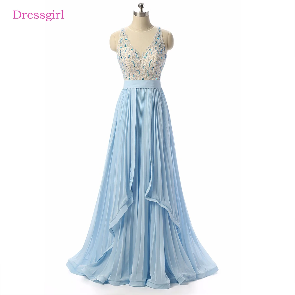 Sky Blue Evening Dresses A-line Chiffon Beaded Crystals See Through Elegant Long Evening Gown Prom Dress Robe De Soiree
Sky Blue Evening Dresses A-line Chiffon Beaded Crystals See Through Elegant Long Evening Gown Prom Dress Robe De Soiree
