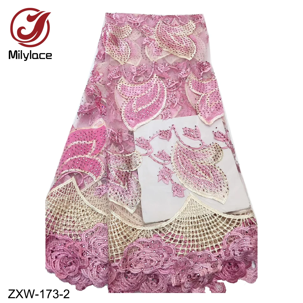Milylace New lovely French lace fabric 5 yards delicate embroidery tulle lace fabric with shiny stones for wedding party ZXW-173
Milylace New lovely French lace fabric 5 yards delicate embroidery tulle lace fabric with shiny stones for wedding party ZXW-173
