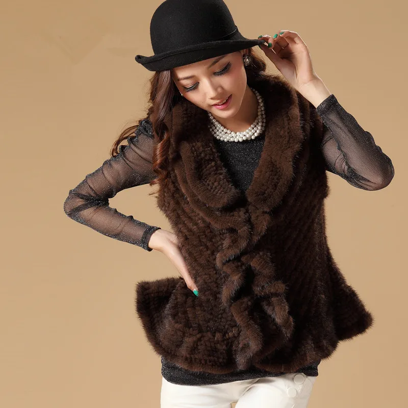 European Women's Real Knitted Mink Fur Vest Ruffle Collar Lady Slim Waistcoat Female Gilet VF0522
European Women's Real Knitted Mink Fur Vest Ruffle Collar Lady Slim Waistcoat Female Gilet VF0522