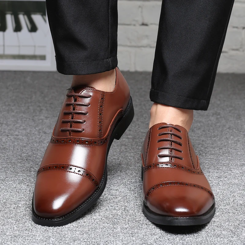 Yomior Split Leather Pointed Toe Men Shoes Lace-Up Formal Business Office Mens Dress Shoes Wedding Party Brogue Oxfords Big Size 
Yomior Split Leather Pointed Toe Men Shoes Lace-Up Formal Business Office Mens Dress Shoes Wedding Party Brogue Oxfords Big Size