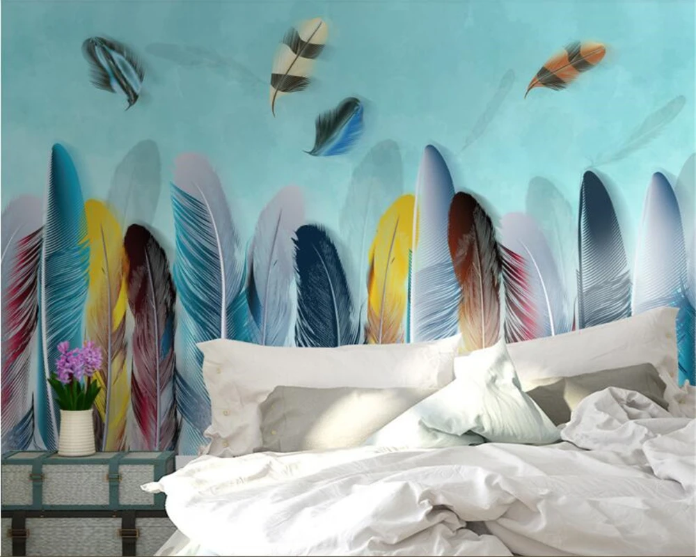 Beibehang Custom wallpaper mural Modern high quality colored feather wall decoration painting wallpaper for walls 3 d behang
Beibehang Custom wallpaper mural Modern high quality colored feather wall decoration painting wallpaper for walls 3 d behang