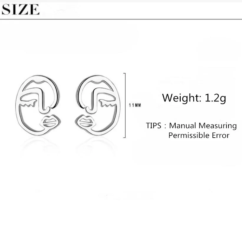 New Human Face Geometric Earrings Abstract lines Trend Creative 925 Sterling Silver Pendientes Jewelry Boucle D'oreille SAE99
New Human Face Geometric Earrings Abstract lines Trend Creative 925 Sterling Silver Pendientes Jewelry Boucle D'oreille SAE99