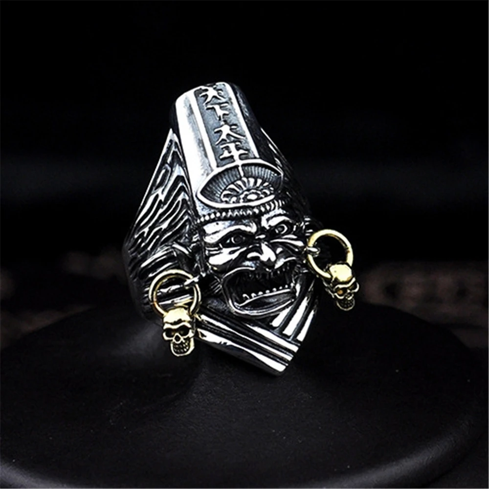 Мужской 925 серебряный мужской кольцо с большим черепом крутой Панк ювелирные