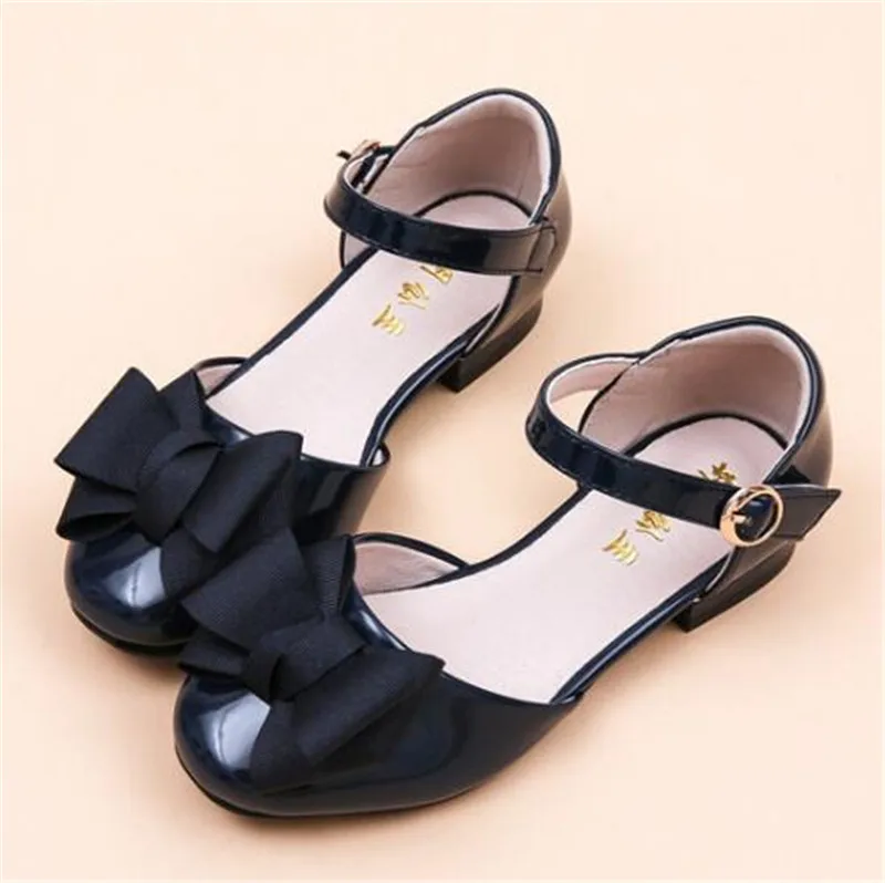 Weoneit Girl's Sandals 2020 New Children's Fashion Girls Bowtie Shoes Red Black Blue Low Heel Show Princess | Мать и ребенок