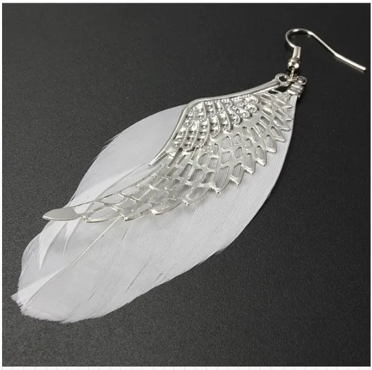 2021 New Design Silver color Earrings Fashion Angel Wing Feather Dangle Earring Women Chandelier Drop Long Earrings
2021 New Design Silver color Earrings Fashion Angel Wing Feather Dangle Earring Women Chandelier Drop Long Earrings