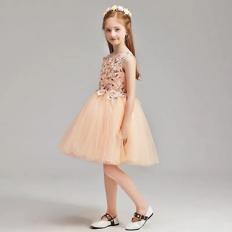 Luxury Embroidery Flower Girl Dresses for Weddings Elegant Ball Gown Lace Pageant Girls Kids Evening Prom Dress | Свадьбы и