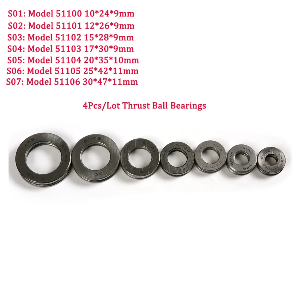 Hot Bearing Steel 4Pcs/Lot Bearing Inner Diameter 10/12/15/17/20/25/30mm Flat Thrust Ball Bearings High Precision Fast Speed New
Hot Bearing Steel 4Pcs/Lot Bearing Inner Diameter 10/12/15/17/20/25/30mm Flat Thrust Ball Bearings High Precision Fast Speed New
