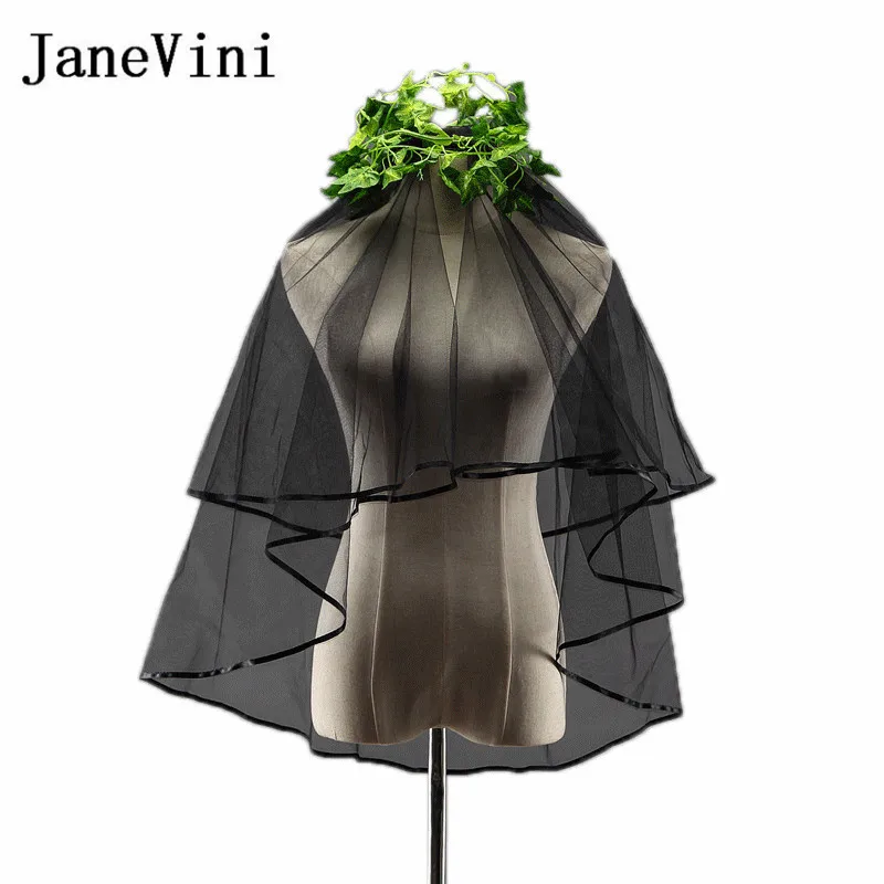 JaneVini New Black Wedding Veil Two Layer Ribbon Edge Short Bridal Veils With Comb Bride Hair Accessories Cheap 2018 Velos Novia
JaneVini New Black Wedding Veil Two Layer Ribbon Edge Short Bridal Veils With Comb Bride Hair Accessories Cheap 2018 Velos Novia