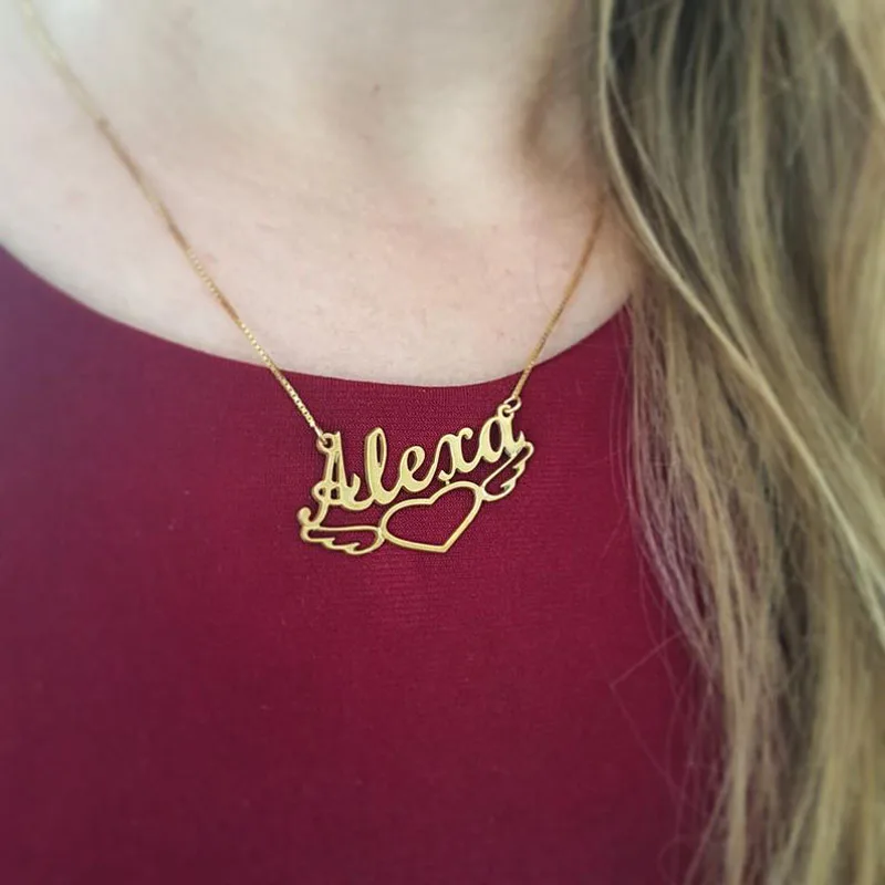 Personalized Name Necklace With Winged Heart Charm Nameplate Jewelry Rose Chain Custom Letter Necklaces Bridesmaid Gift BFF
Personalized Name Necklace With Winged Heart Charm Nameplate Jewelry Rose Chain Custom Letter Necklaces Bridesmaid Gift BFF