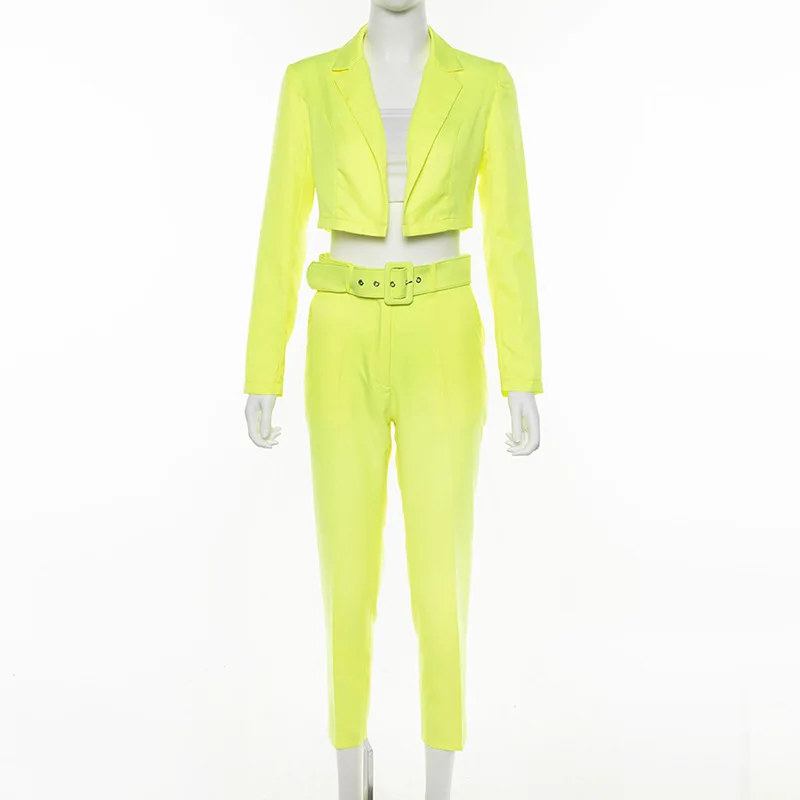 2019 Autumn Women Blazer And Pant Suit Set Fashion Neon Yellow Slim Jacket And Pantalon 2 Piece Women Set Work Wear OL Set
2019 Autumn Women Blazer And Pant Suit Set Fashion Neon Yellow Slim Jacket And Pantalon 2 Piece Women Set Work Wear OL Set