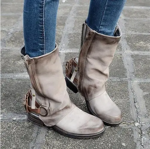 Drop Shipping 2017 Autumn Winter New Fashion Genuine Leather Buckle Zip Retro Mid-Calf Knight Boots Short Boots Big Size 42
Drop Shipping 2017 Autumn Winter New Fashion Genuine Leather Buckle Zip Retro Mid-Calf Knight Boots Short Boots Big Size 42
