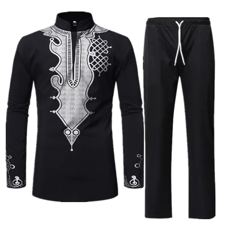 Men Sets Traditional African Africa Clothing Cotton Black Dashiki Bazin Riche Print Top Shirt Pants Embroidery Mens Suit Outfits
Men Sets Traditional African Africa Clothing Cotton Black Dashiki Bazin Riche Print Top Shirt Pants Embroidery Mens Suit Outfits