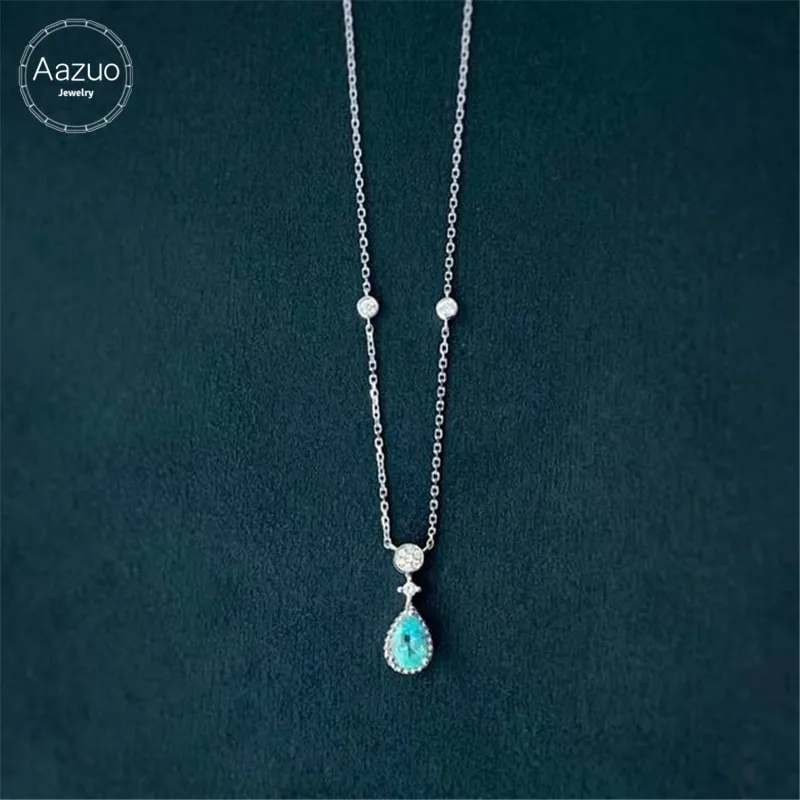 Aazuo 18K Yellow Gold Water drop Stone Natual Paraiba Real Diamond Necklace gifted for Women Girls Engagement Wedding Link Chain
Aazuo 18K Yellow Gold Water drop Stone Natual Paraiba Real Diamond Necklace gifted for Women Girls Engagement Wedding Link Chain
