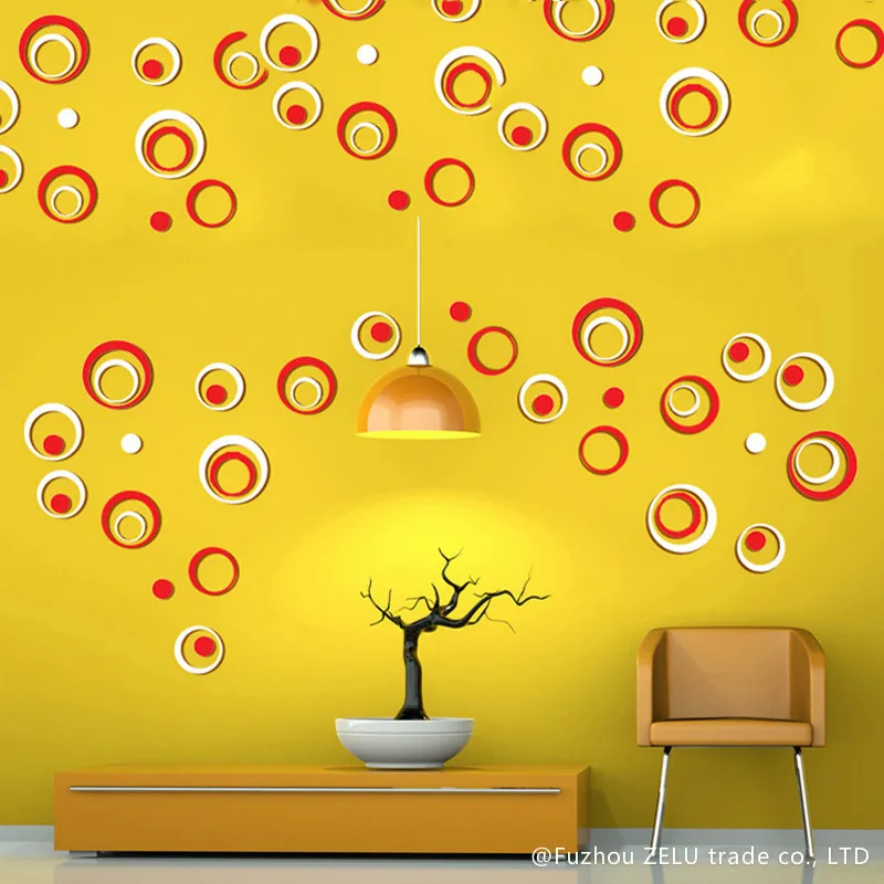 5pcs/set Modern 3D Circle Wood Wall Sticker 2016 Creative TV Home Decoration Supplies For 6Z | Дом и сад