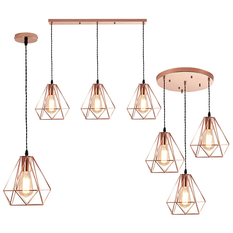Nordic Rose Gold Iron cage Led Pendant Lights loft creative E27 hanging Lamp For Living Room Kitchen Led Lustres Home Decor
Nordic Rose Gold Iron cage Led Pendant Lights loft creative E27 hanging Lamp For Living Room Kitchen Led Lustres Home Decor