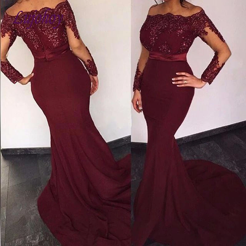 Long Sleeve Mermaid Prom Dresses Plus Size Burgundy Satin Sexy Formal Evening Dresses Gowns
Long Sleeve Mermaid Prom Dresses Plus Size Burgundy Satin Sexy Formal Evening Dresses Gowns