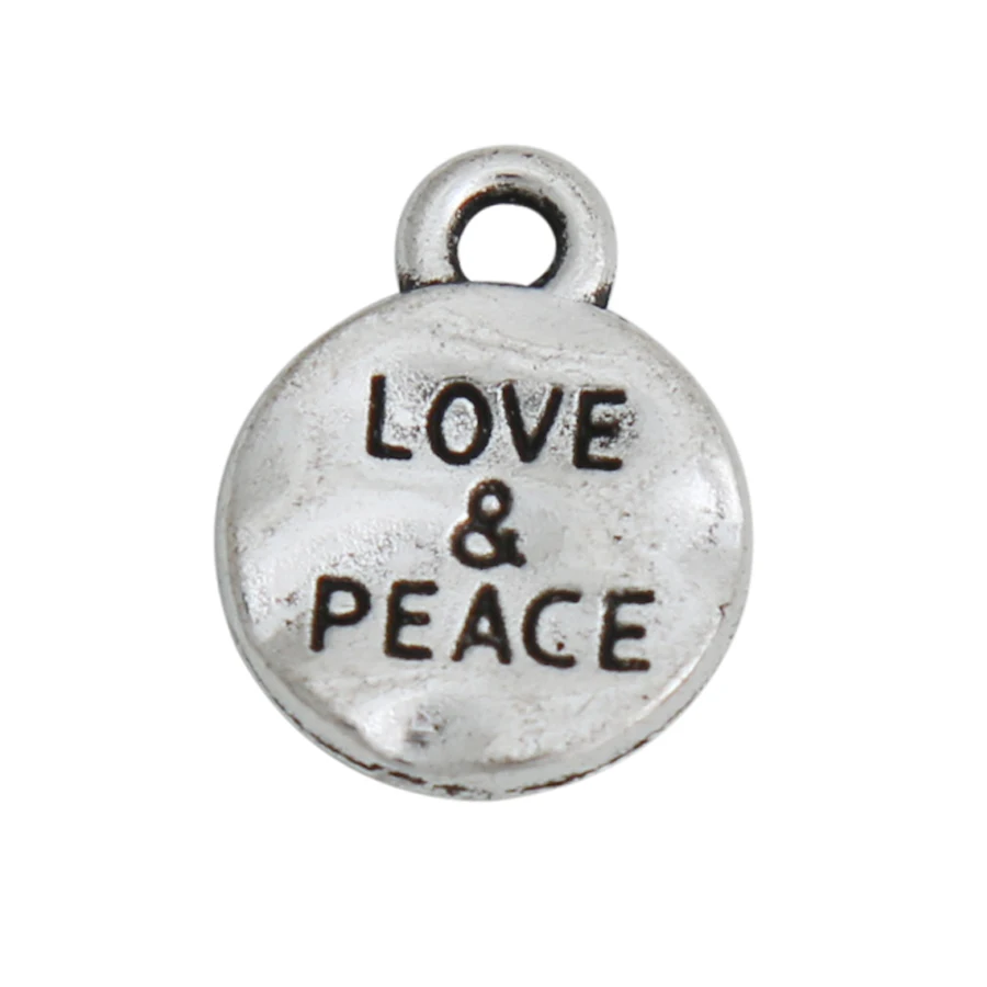 30 шт. модные античные серебряные круглые подвески с надписью Love and Peace 10*13 мм AAC412
30 шт. модные античные серебряные круглые подвески с надписью Love and Peace 10*13 мм AAC412