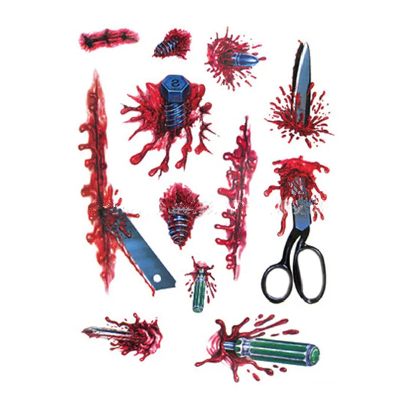 New Listing Halloween bloody temporary tattoo stickers Scissors Blade stabbed 15X10CM
New Listing Halloween bloody temporary tattoo stickers Scissors Blade stabbed 15X10CM
